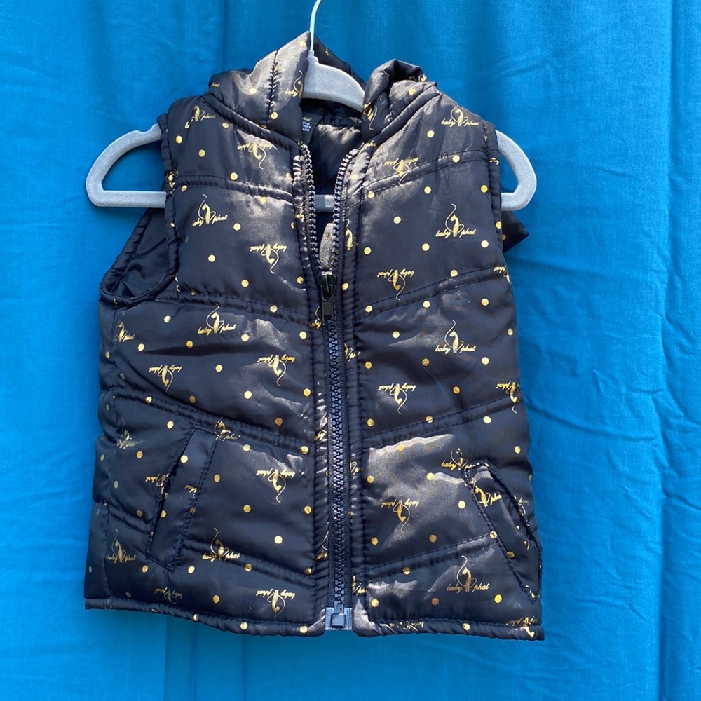 EUC Baby Phat toddler black puffer vest size 12 months